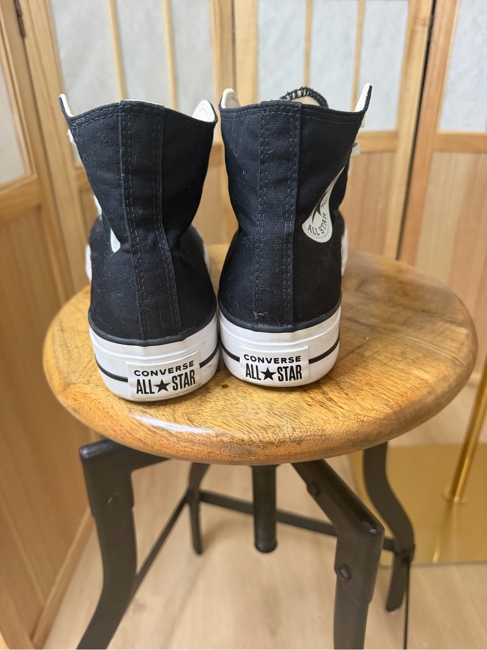 Converse Black and White High Top Sneakers - Picture 3 of 8